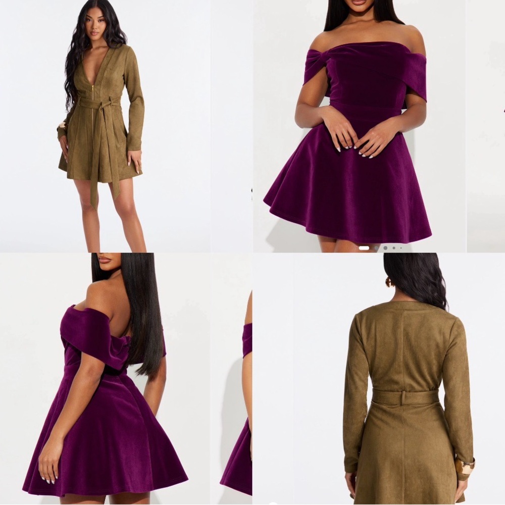Fashion Nova Purple and Olive Mini Dress Set (Both NWT)